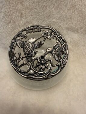 Pewter Hummingbirds   Vintage 1989 Radcliffe  Potpourri Trinket Jar